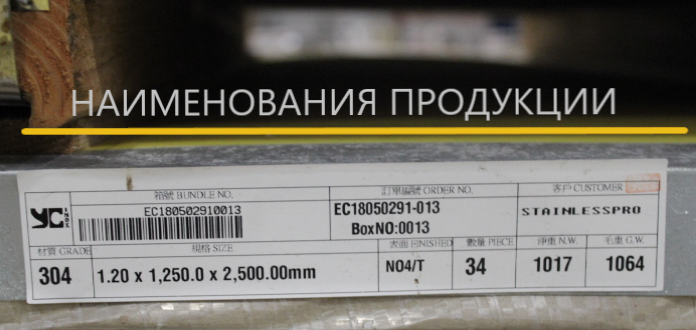 Наименования продукции стенлиспро